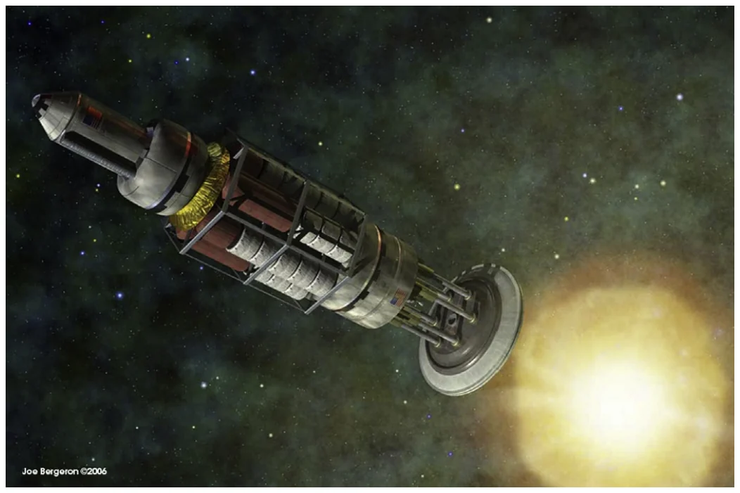 Orion-style pulsed propulsion spacecraft.