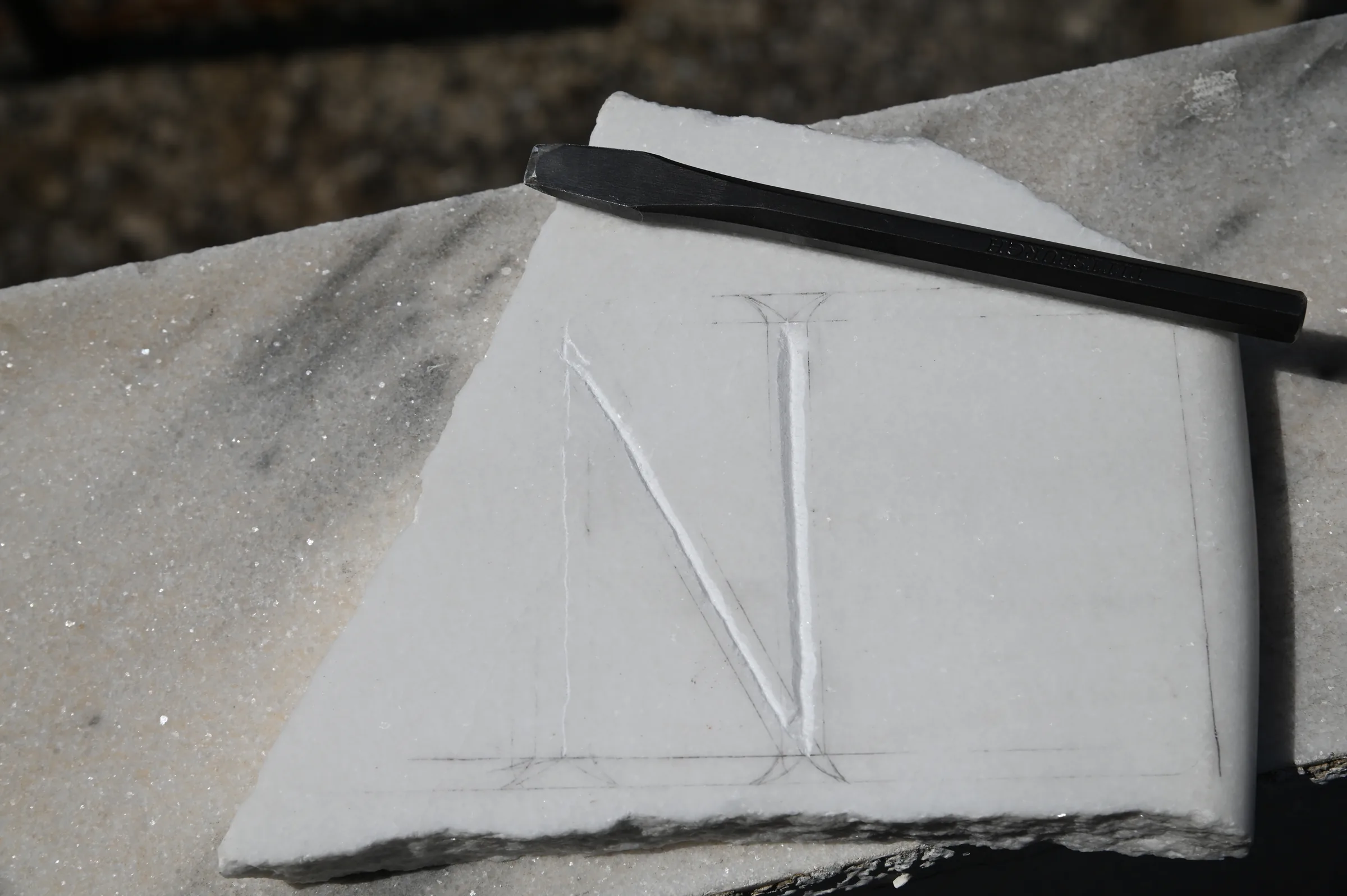 Letter carving in marble
