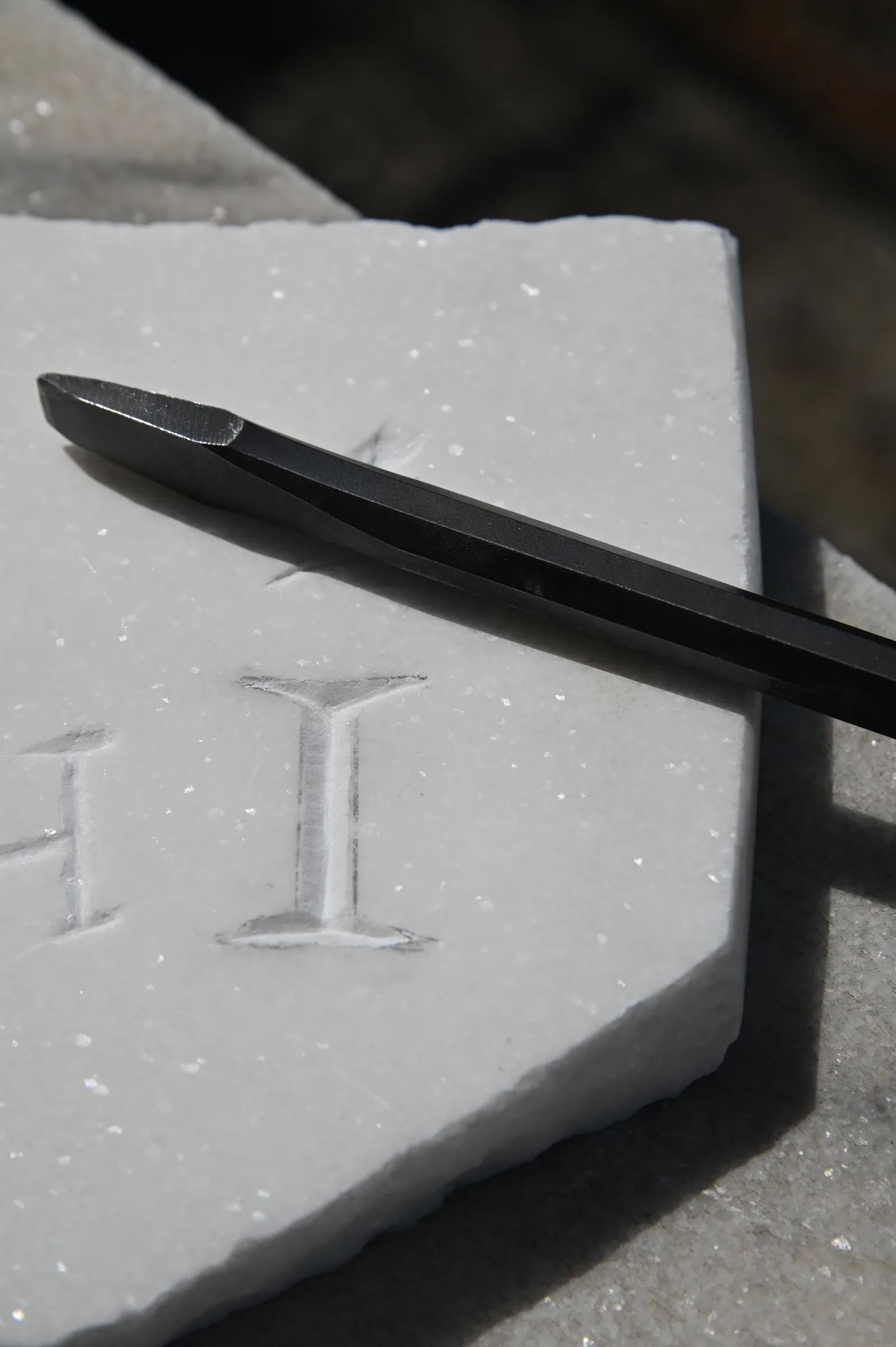 Letter carving in marble